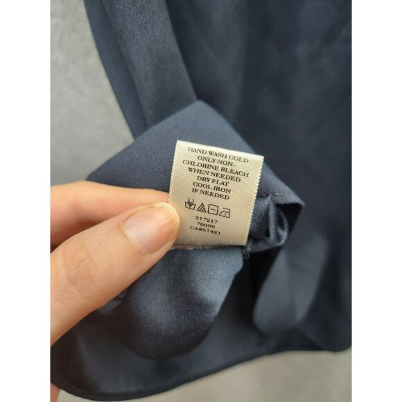 Ann Taylor Womens Navy Lace Yoke Flutter Sleeve Top Size 4 - Picture 4 of 5